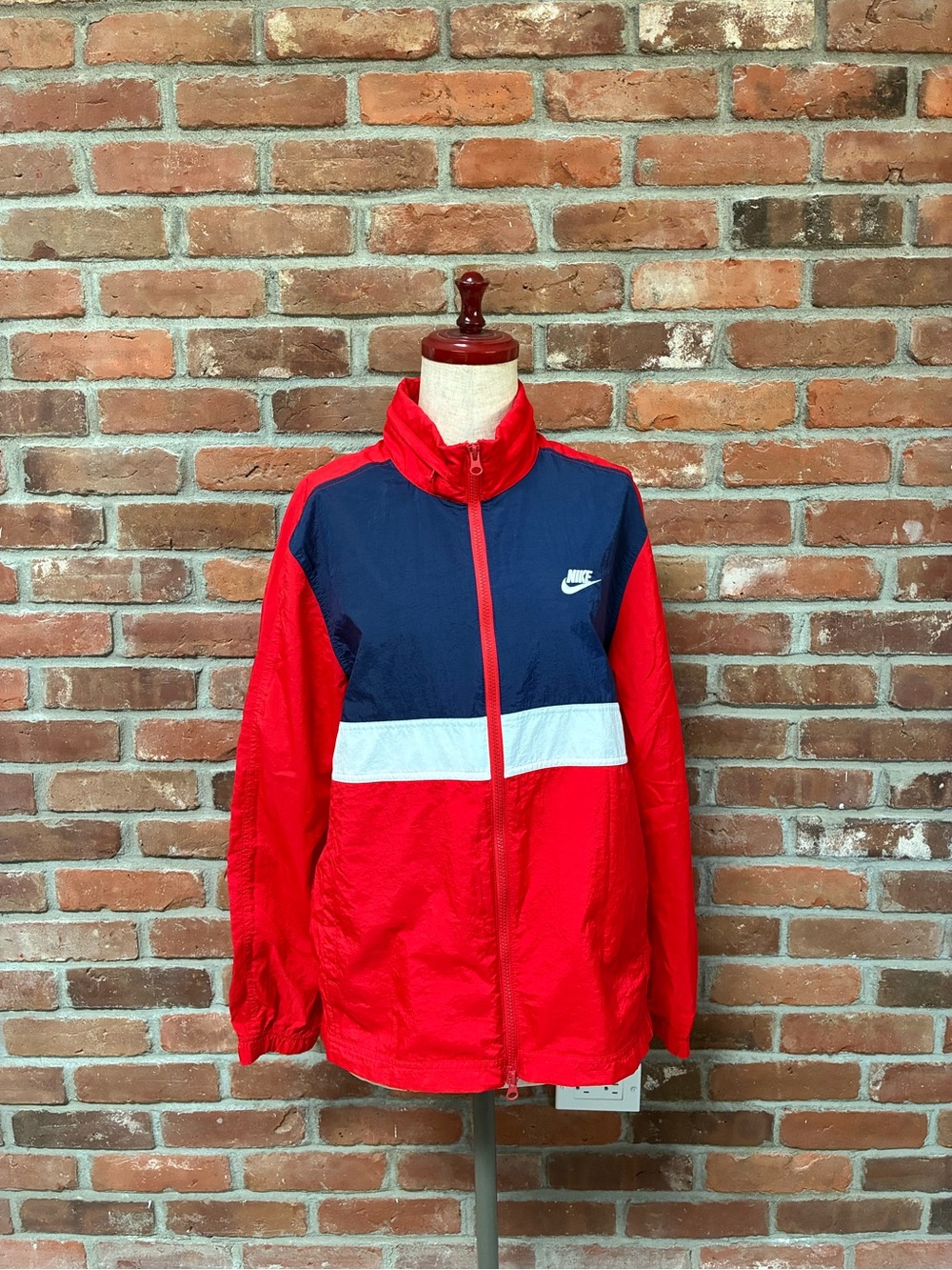 Nike Red and Navy Colorblock Jacket with White Logo